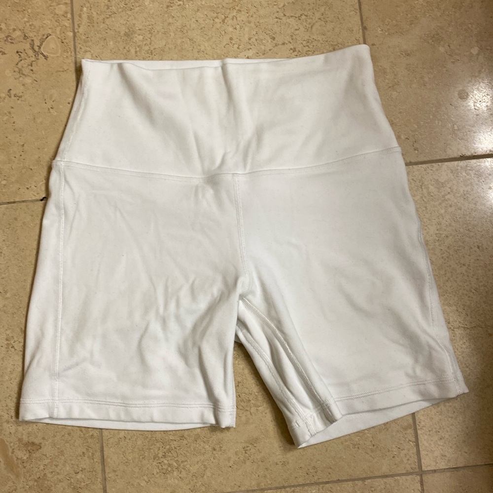White Lululemon 6” Bike Shorts